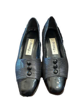 Women's Proxy Black and Silver Herringbone Flats, Size 7.5